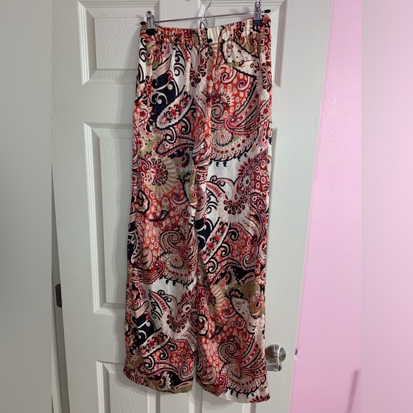 Zara Multicolor Paisley Wide-Leg Pants XS - Picture 4 of 5